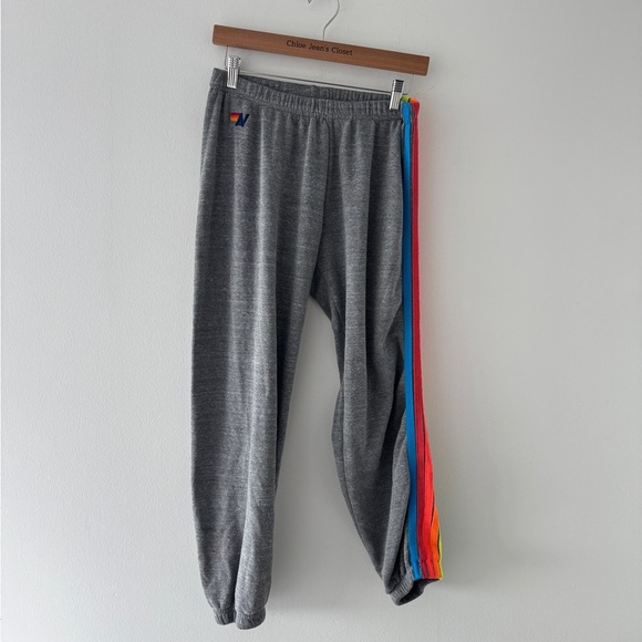 AVIATOR NATION Gray Stripe Neon Sweatpants L - Picture 3 of 6